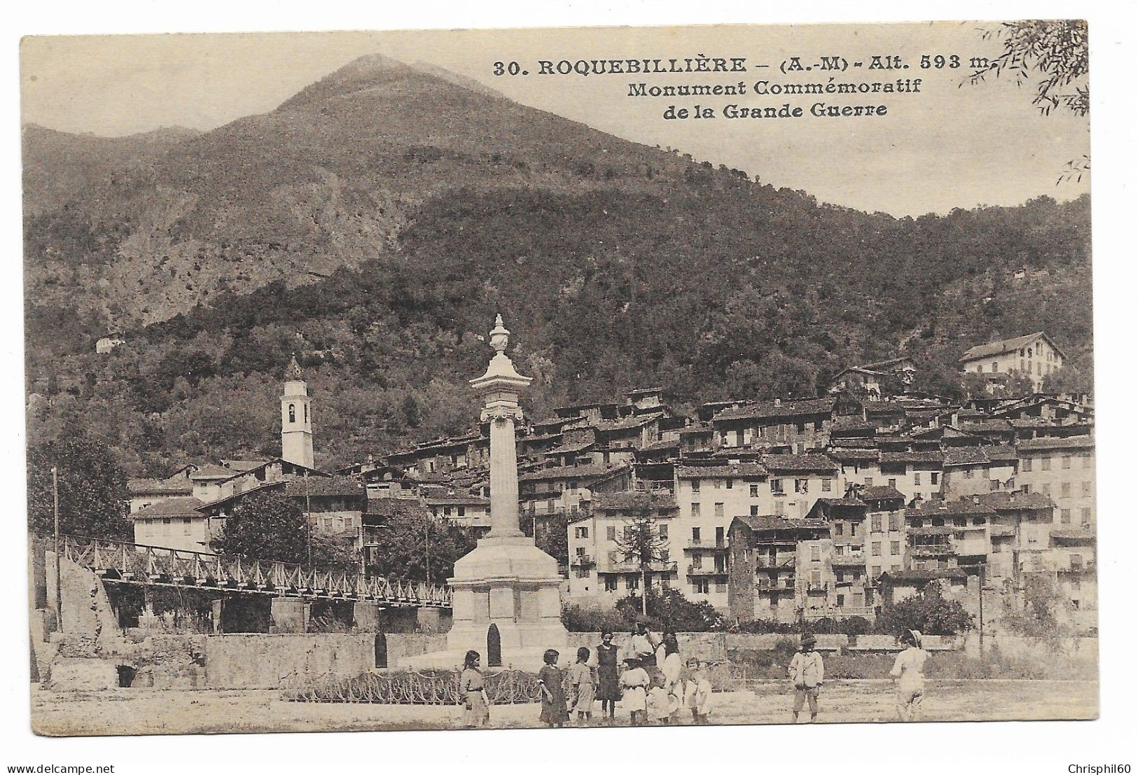 CPA RARE - ROQUEBILLIERE - Monument Commémoratif De La Grande Guerre - Animé - Edit. Lemaître - Circulé En 1925 - - Roquebilliere