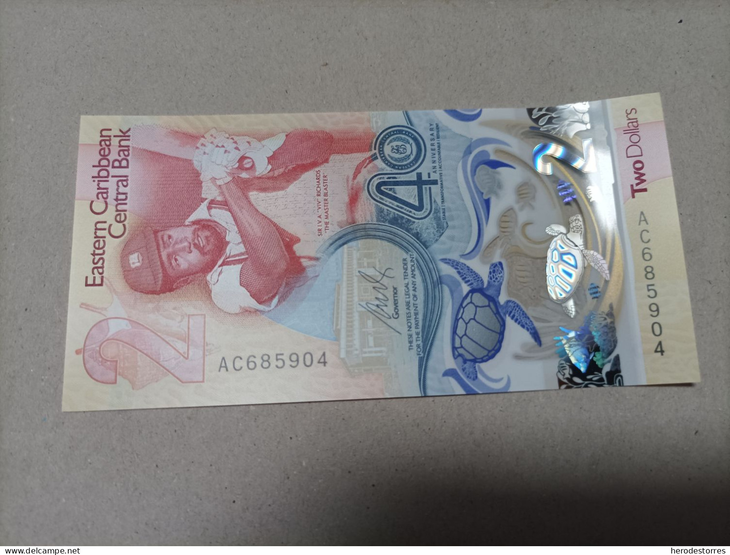 Billete Caribe Oriental, 2 Dólares, Conmemorativo, UNC - Caribes Orientales