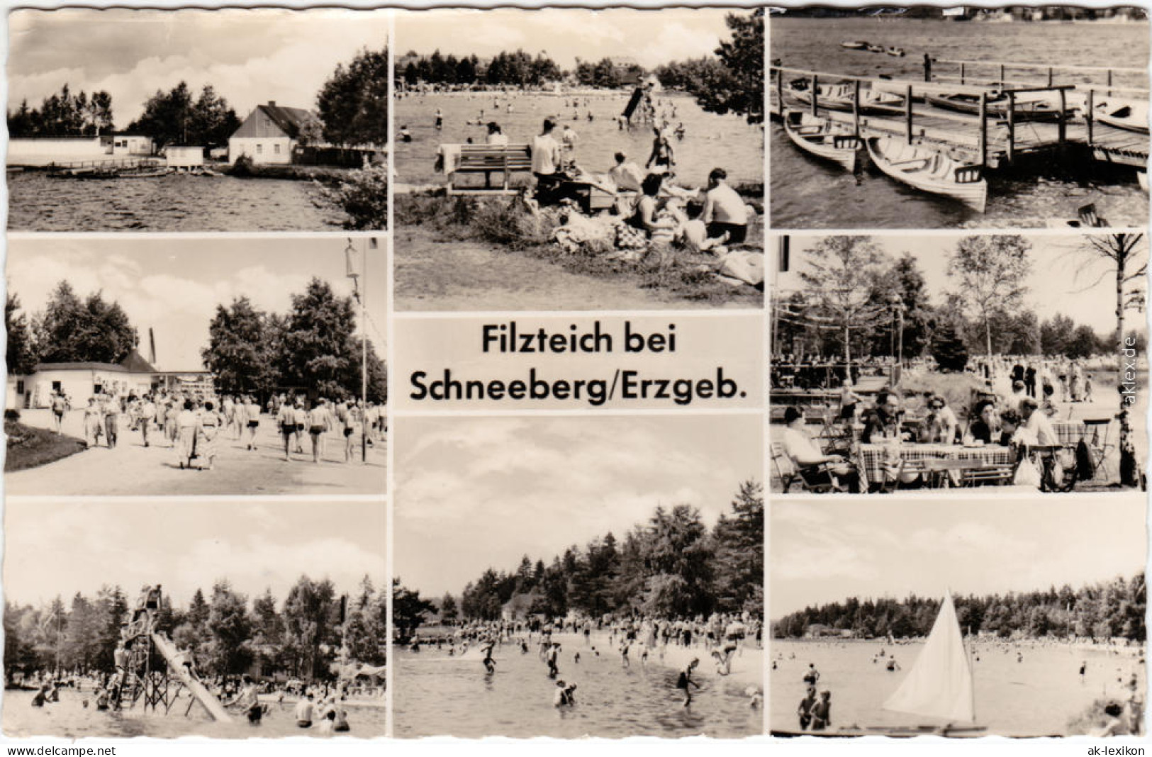 Neustädtel Schneeberg Erzgebirge Filzteich Mit Rutsche, Badegäste, Mehrbild 1958 - Schneeberg