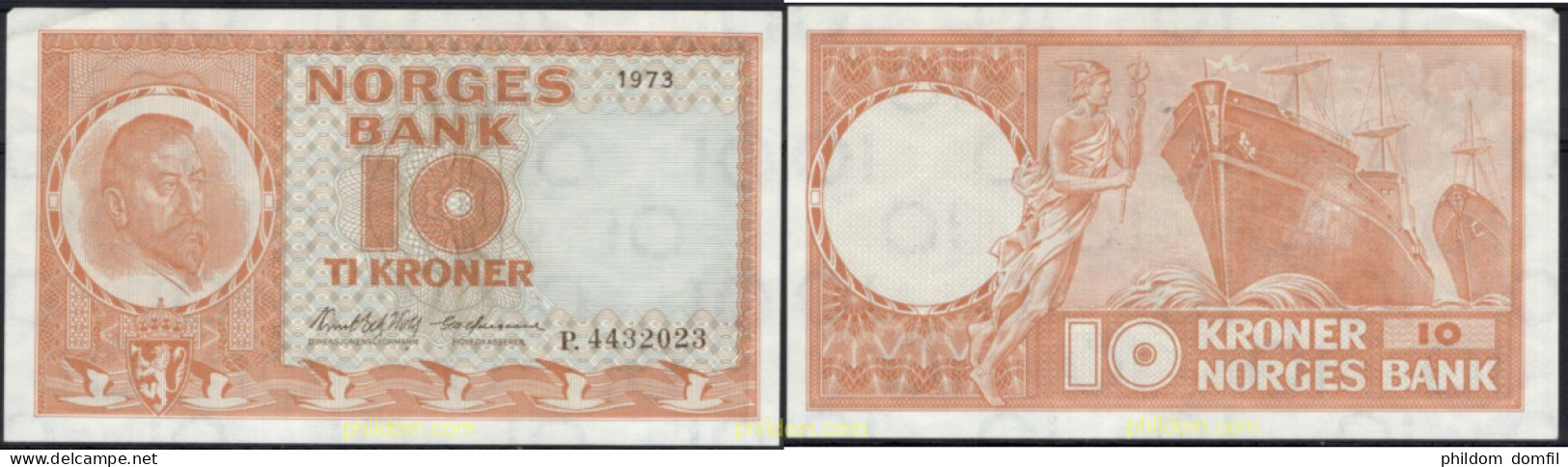 8536 NORUEGA 1973 NORWAY NORGES BANK 1973 10 KRONER - Noruega