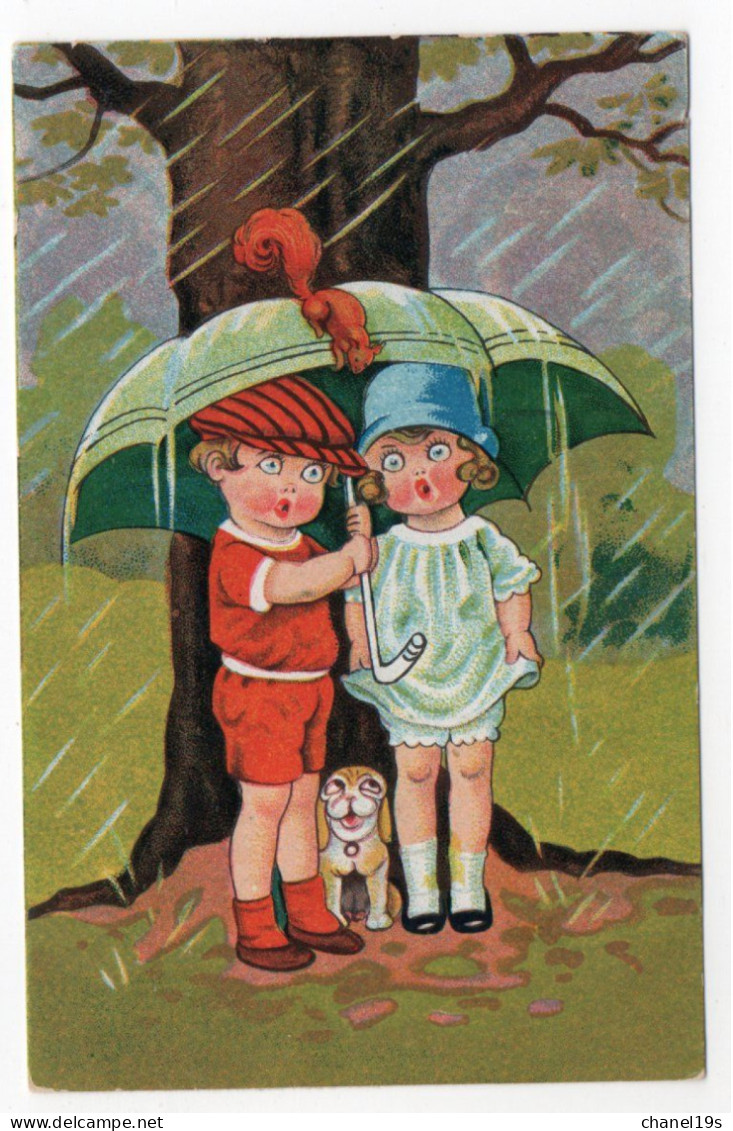 CHILDREN - DOG - UMBRELLA - SQUIRREL - USED With STAMP 1932 - CONDITION READ DESCRIPTION & SEE SCANS !! - Dessins D'enfants
