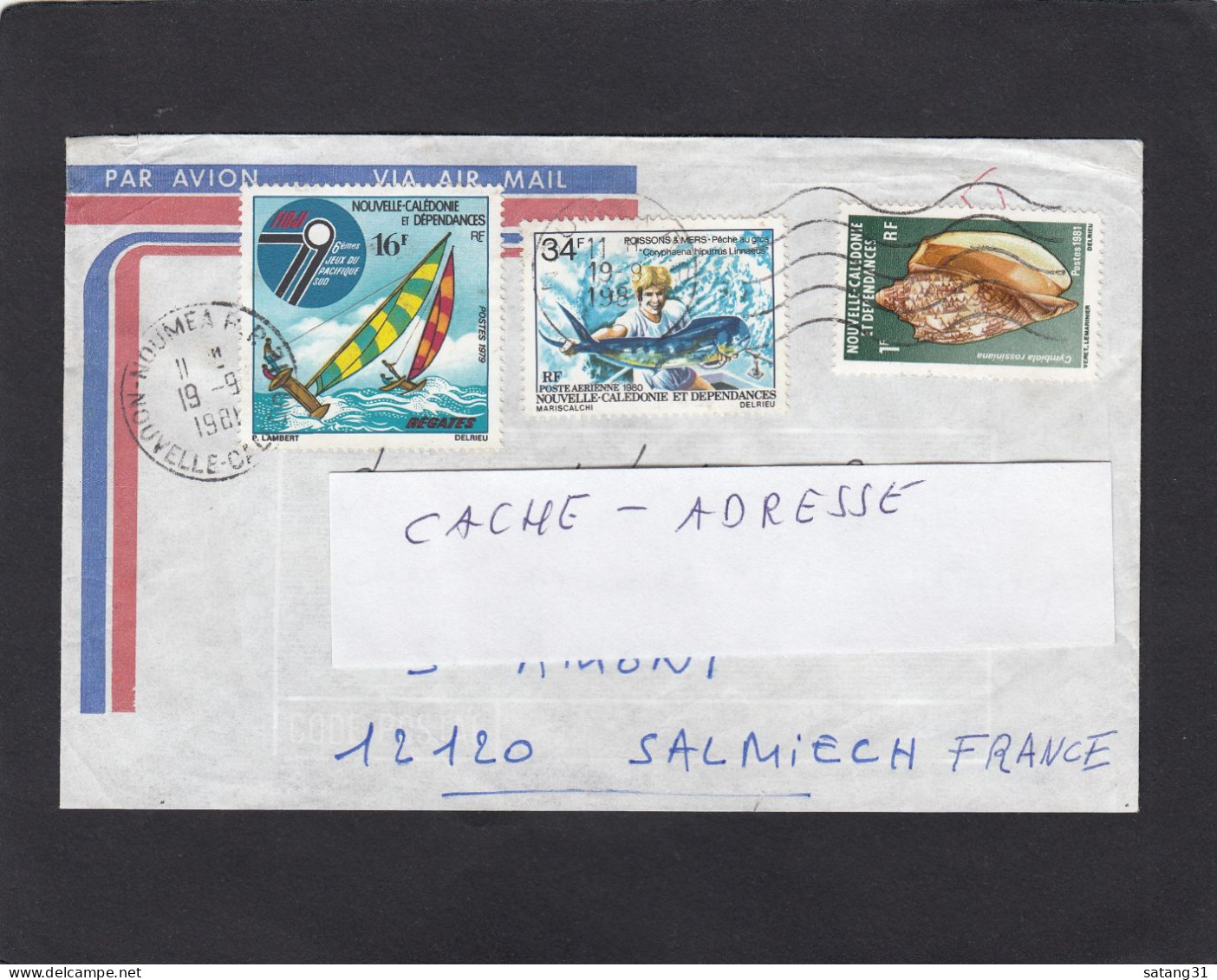 LETTRE DE NOUMEA,AVEC TIMBRES "REGATES/PECHE/COQILLAGE". - Brieven En Documenten