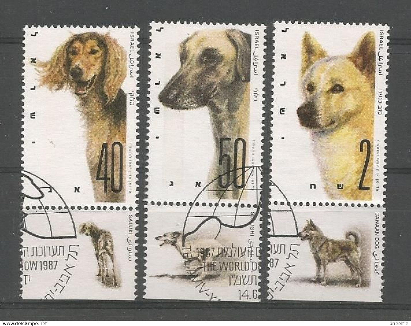 Israel 1987 Dogs Y.T. 1007/1009 (0) - Gebraucht (mit Tabs)