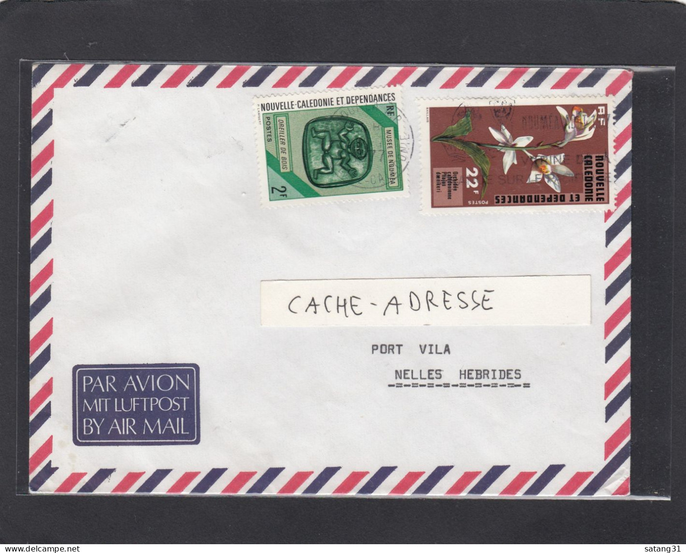 LETTRE DE NOUMEA,AVEC TIMBRES  "ORCHIDEE/OREILLER DE BOIS". - Briefe U. Dokumente