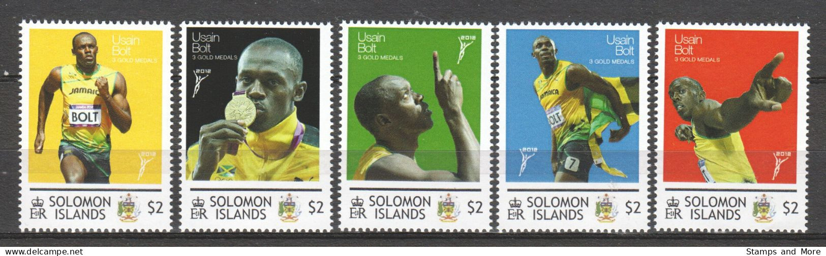 Solomon Islands 2012 MNH Set 4 SUMMER OLYMPICS LONDON 2012 - USAIN BOLT - Sommer 2012: London