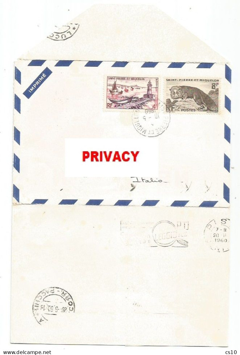 St.Pierre Miquelon Dear Doctor ADV Promo NESTOGEN By Nestlé Airmail Impremé CV 18may1960 X Italy - Brieven En Documenten