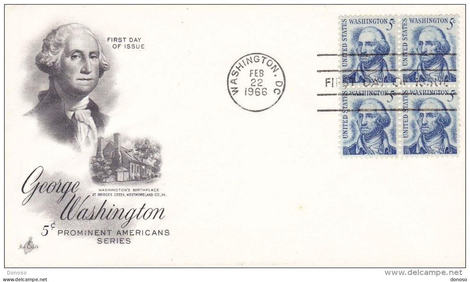 USA 1966 FDC WASHINGTON, Bloc De 4 YVERT 796, Michel 895 - 1961-1970