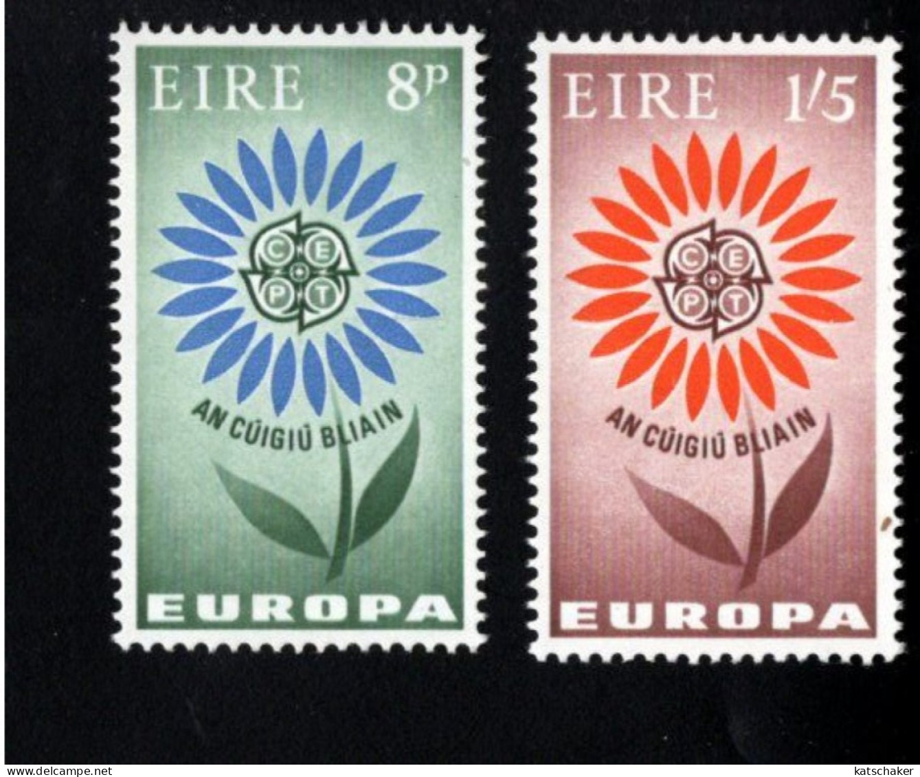 2000396183 1964  SCOTT 196 197 (XX) POSTFRIS  MINT NEVER HINGED -  EUROPA ISSUE  - CEPT DAISY - 22 PETALS - Nuovi