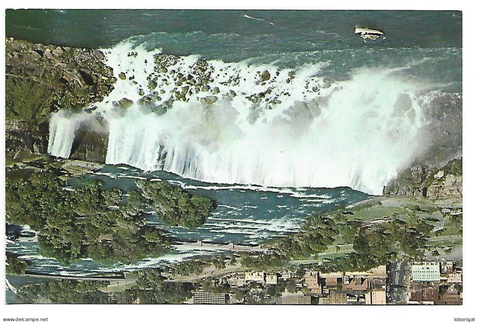 A BIRD'S EYE VIEW OF THE AMERICAN FALLS AND RAPIDS ABOVE THE FALLS.- NIAGARA FALLS / ONTARIO.- ( CANADA ) - Niagara Falls