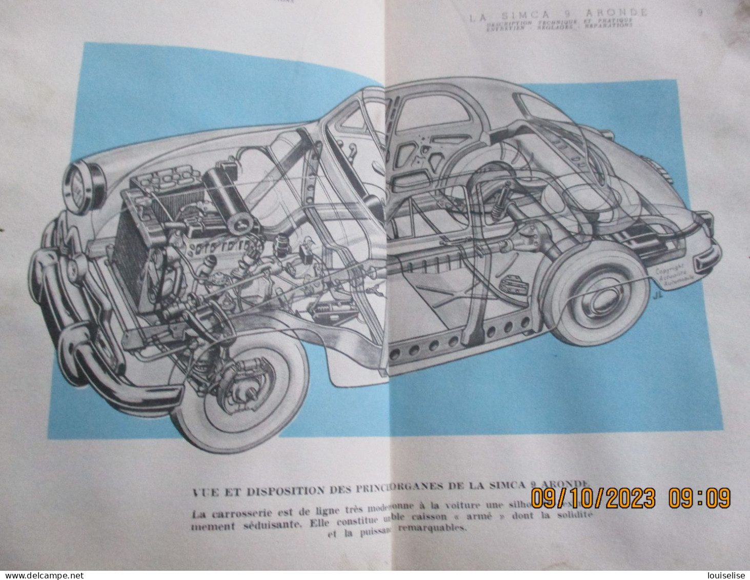 NOTICE TECHNIQUE ET PRATIQUE SIMCA 9 ARONDE - Afiches