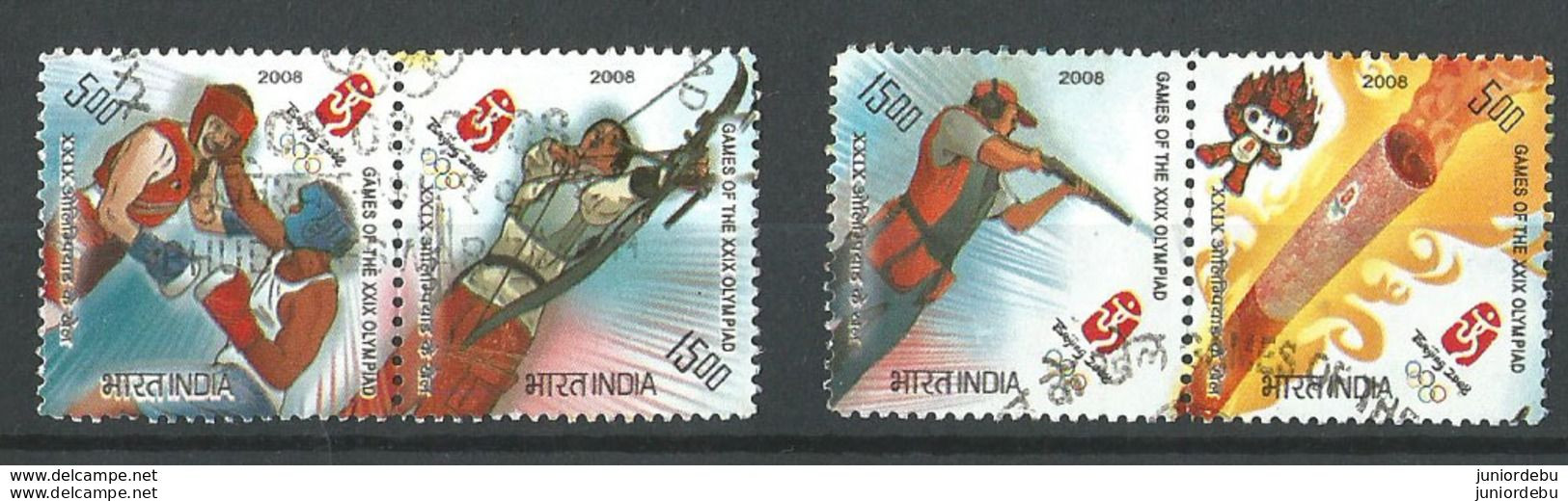 India - 2008 -  Olympic Games  -  Set Of 4 - Used. ( OL 23.4.17 ) - Gebraucht