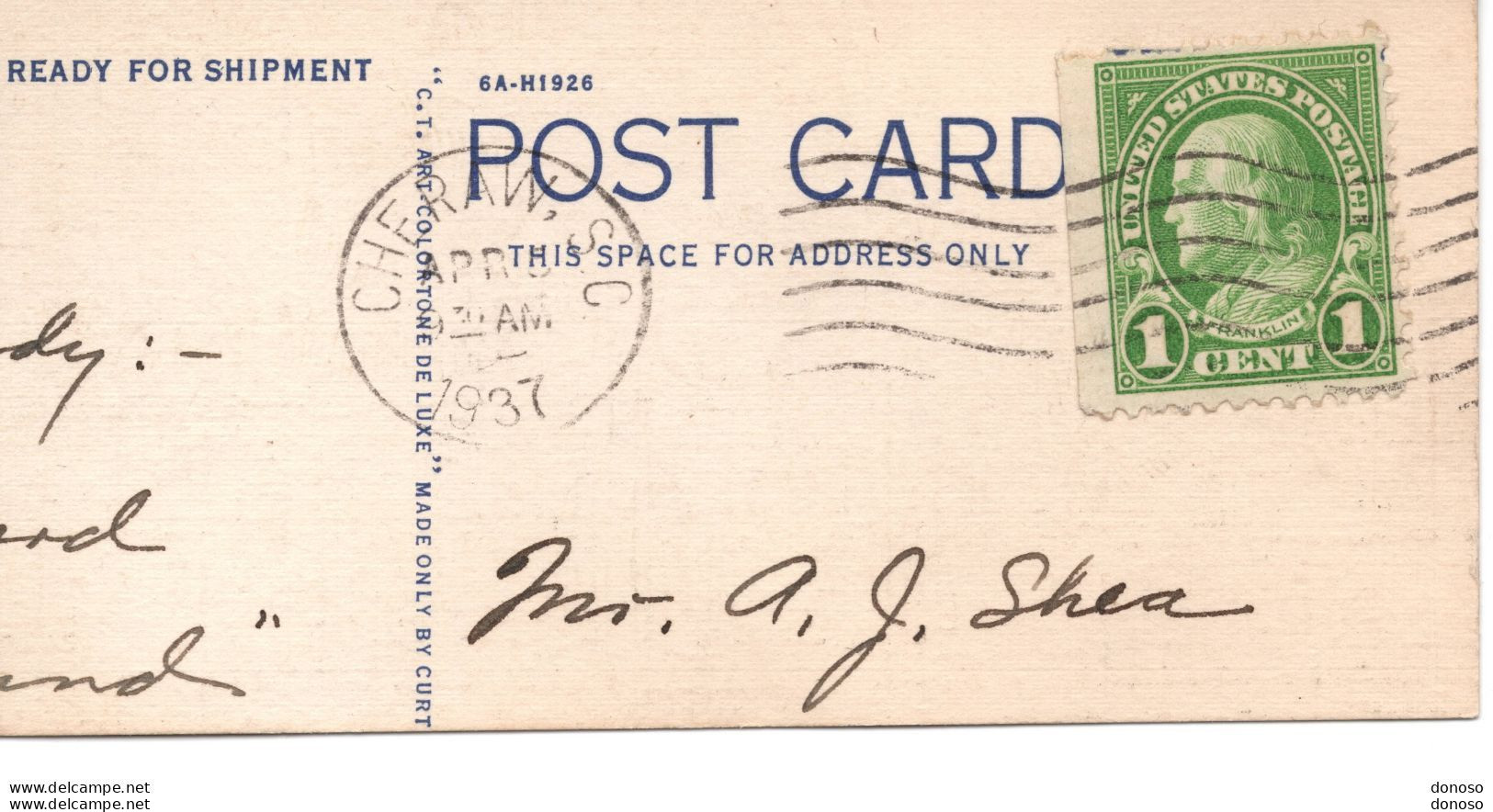 USA 1922 Franklin Yvert 228 DA Postmark Cheraw 1937 - Usati
