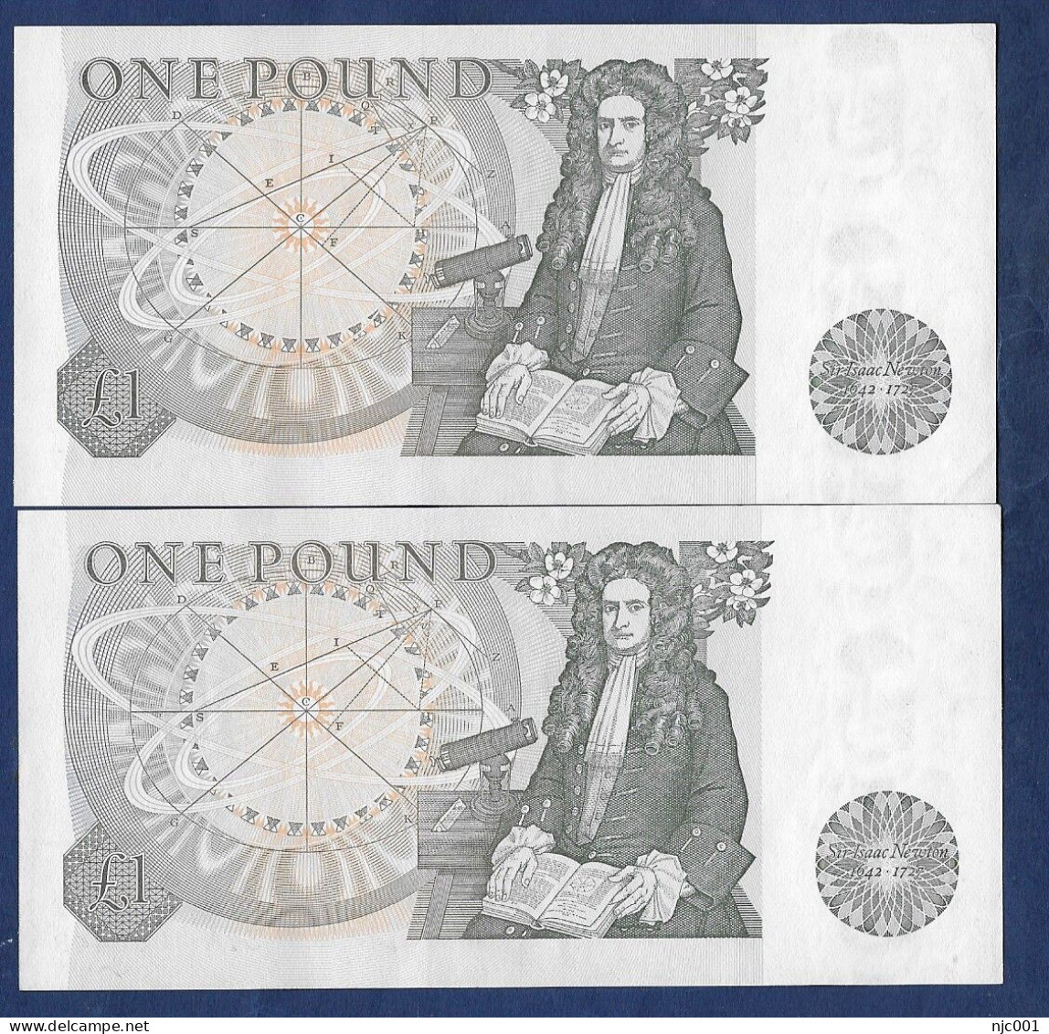 Page 2 Consecutive 1 Pound Banknotes 57A - 1 Pond