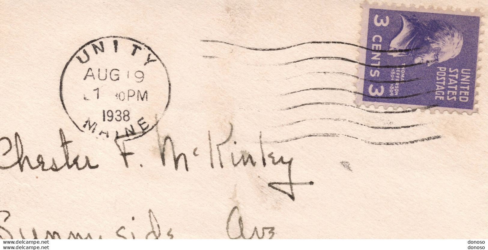 USA 1938 Jefferson Yvert 372 Postmark Unity 1938 - Usados
