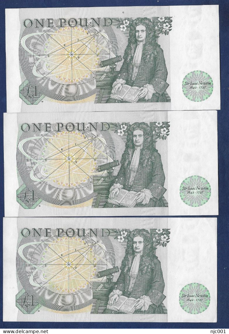 Somerset 3 Consecutive 1 Pound Banknotes DX31 - 1 Pond