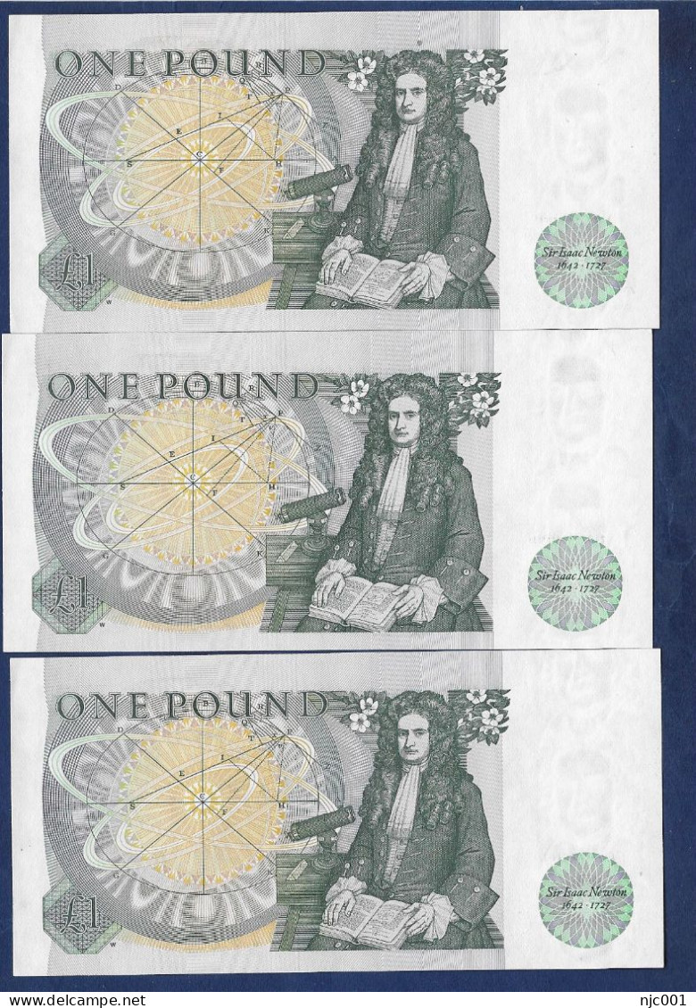 Somerset 3 Consecutive 1 Pound Banknotes DW47 - 1 Pond