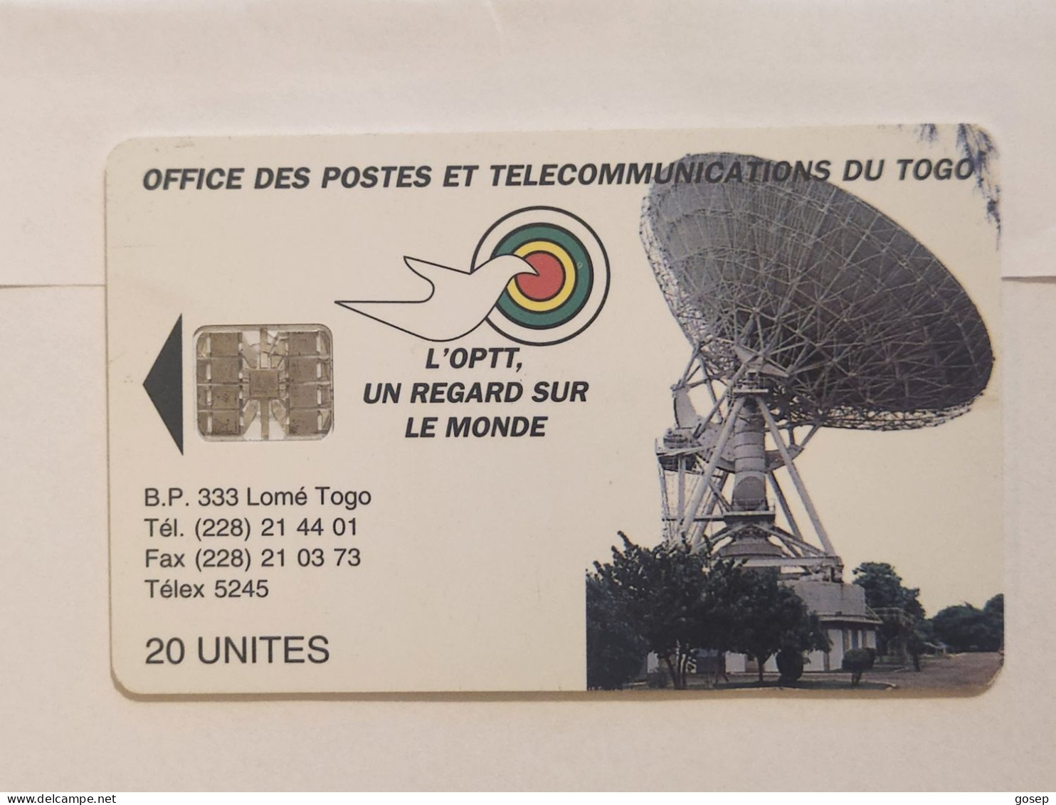 TOGO-(TG-OPT-0005)-Earth Station 20-Reverse 1-(26)-(20units)-(C55150373)-used Card+1card Prepiad Free - Togo