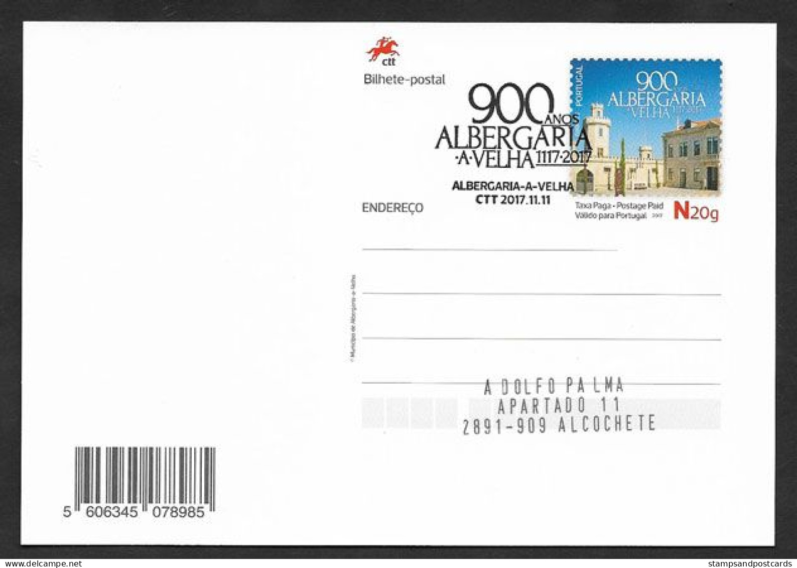 Portugal 2017 Entier Postal 900 Ans Albergaria-a-Velha Cachet Premier Jour 900 Years Postal Stationery Pmk - Enteros Postales