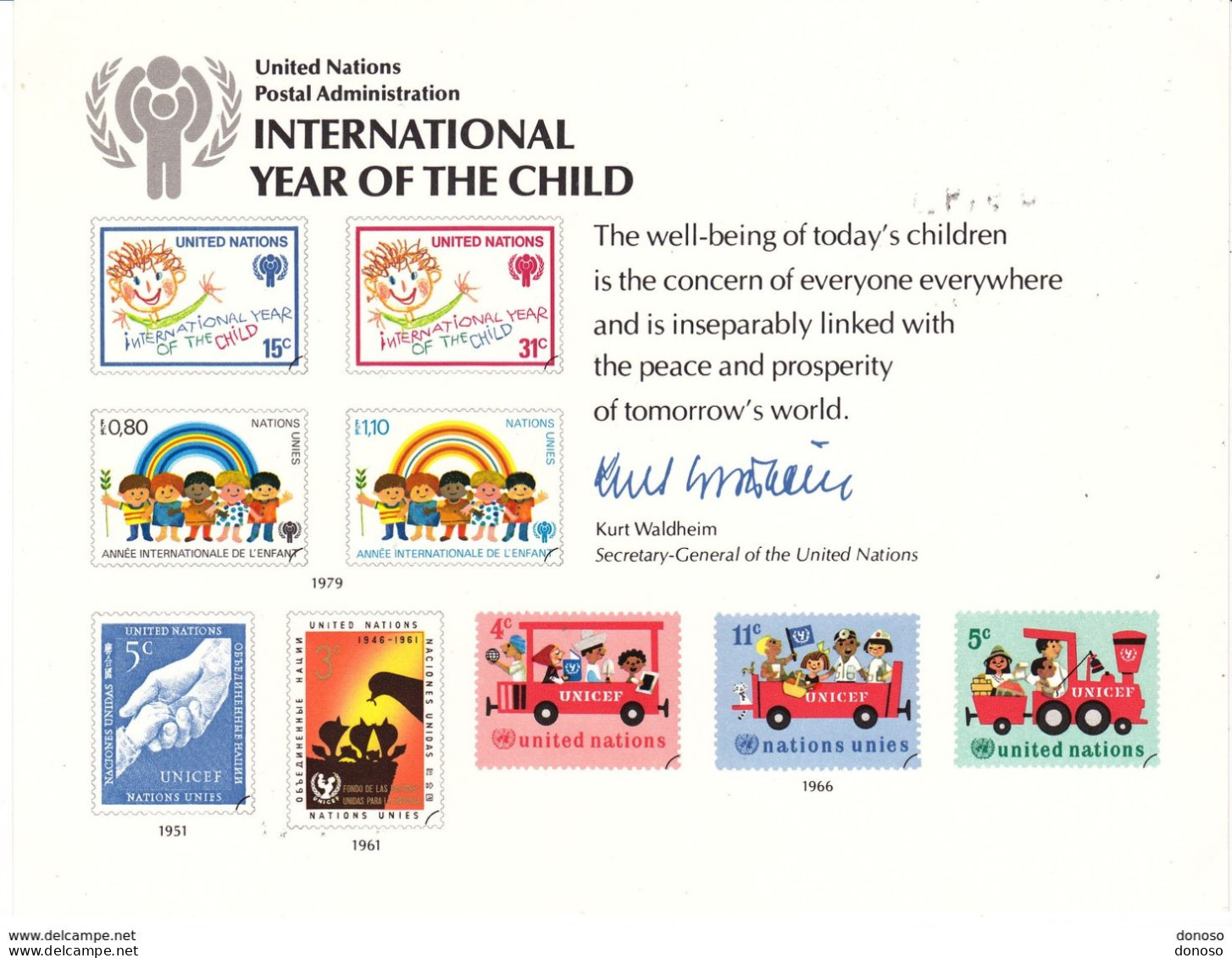 NATIONS UNIES, UNO, ONU 1979 Année Internationale De L'enfant Carte Souvenir - Lettres & Documents