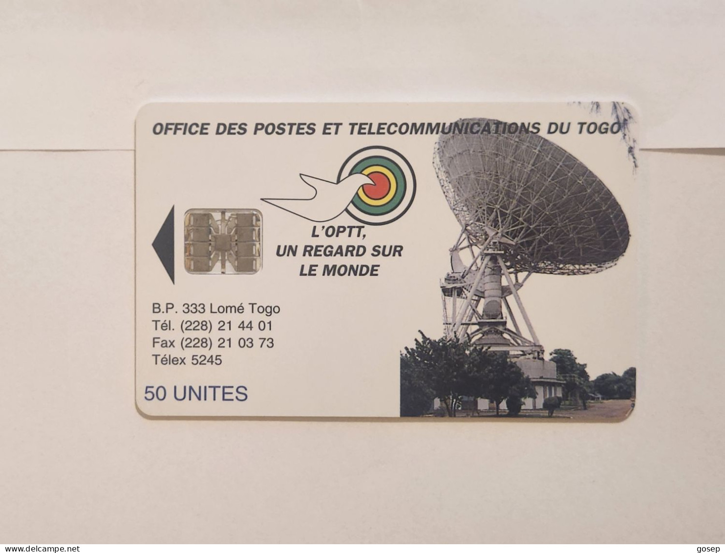 TOGO-(TG-OPT-0006B)-Earth Station 50-Reverse 2-(27)-(50units)-(00129324)-used Card+1card Prepiad Free - Togo