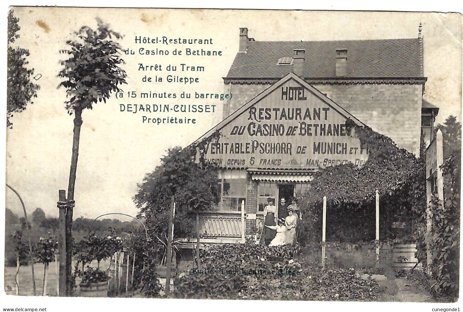 CPA  : Hôtel Restaurant Du Casino De BETHANE - Arrêt Du Tram De La Gileppe - Propr. Dejardin Cuisset - Circ. 2 Scans - Limbourg