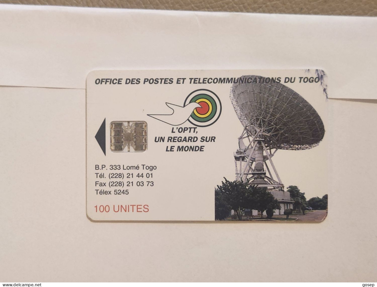 TOGO-(TG-OPT-0007A)-Earth Station 100-Reverse 2-(28)-(100units)-(00167884)-used Card+1card Prepiad Free - Togo