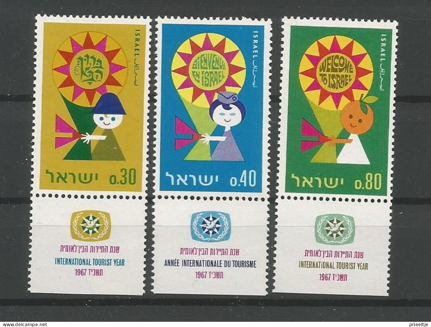 Israel 1967 Int. Year Of Tourism Y.T. 348/350 ** - Nuevos (con Tab)