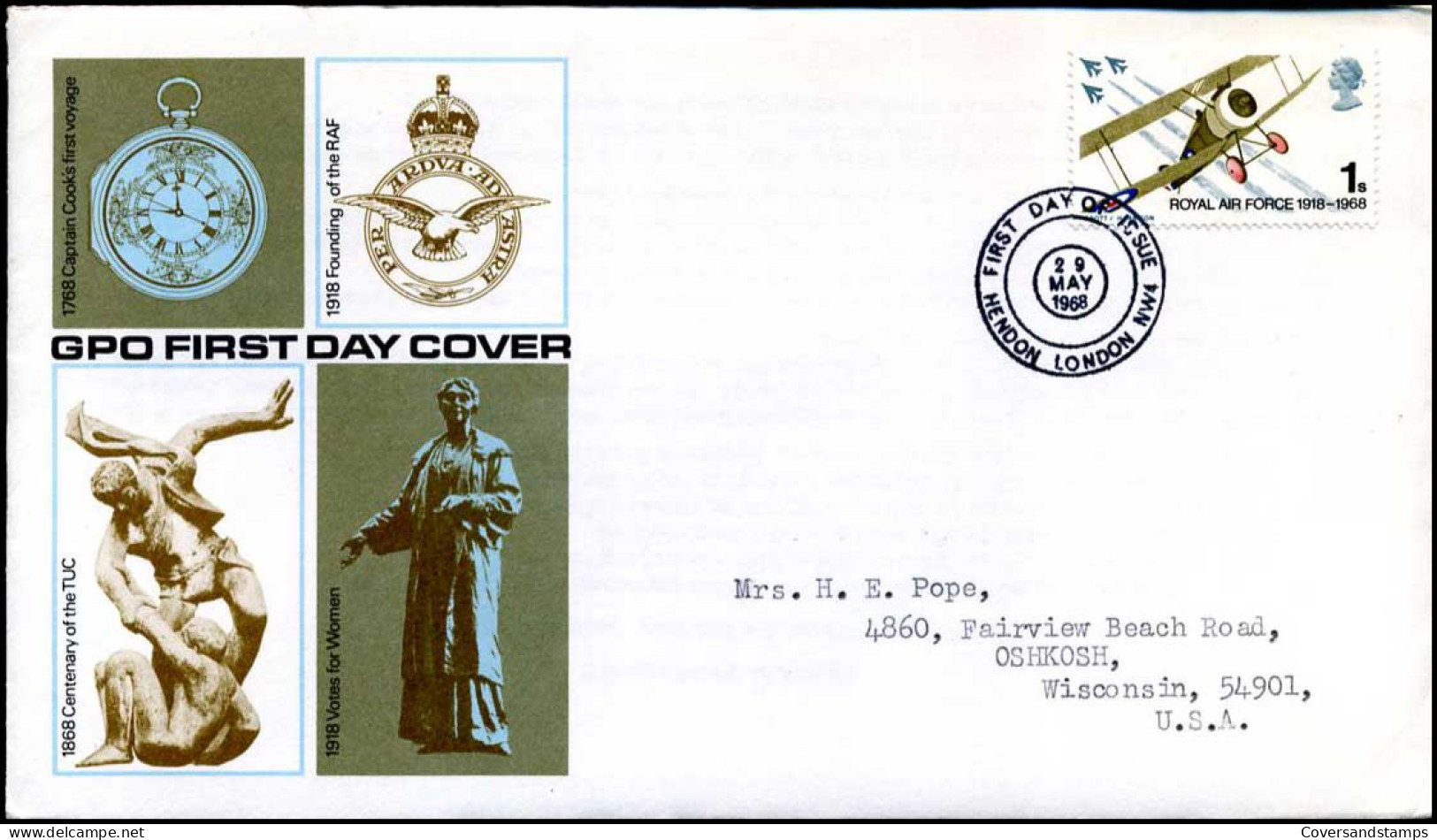 United Kingdom - FDC - Royal Air Force 1918-1968 - Otros (Aire)