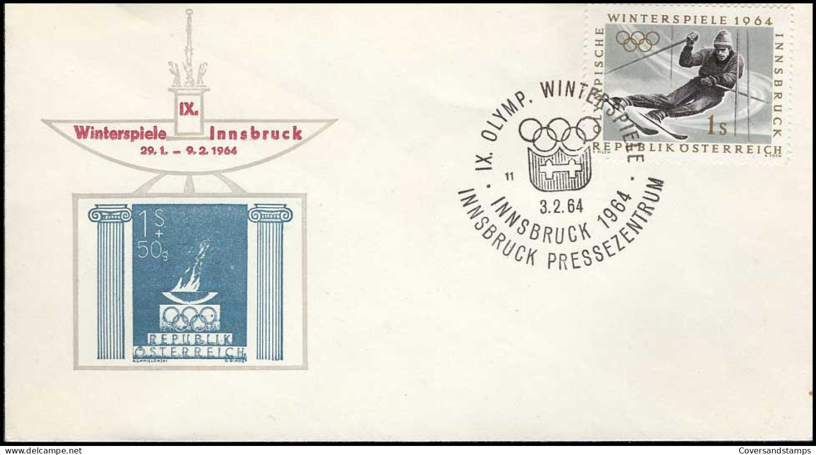 Oostenrijk - FDC - Winterspiele 1964 Innsbruck - Invierno 1964: Innsbruck