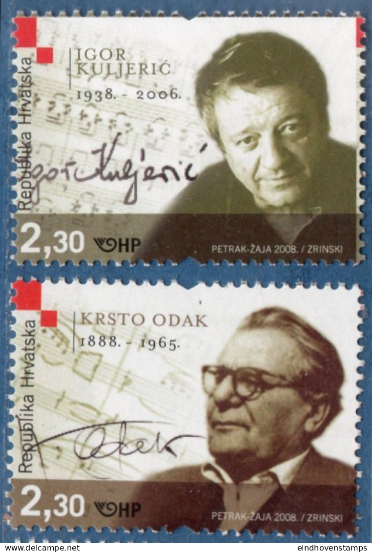 Kroatia 2008 Composers & Conductor 2 Values MNH Igor Kuljeric, Krsto Odak - Musica