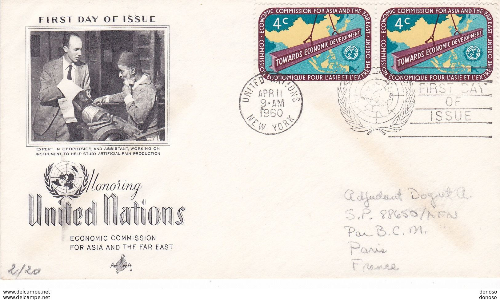 NATIONS UNIES 1960 2 FDC ESCAPE Yvert 76-77, Michel 86-87 - FDC