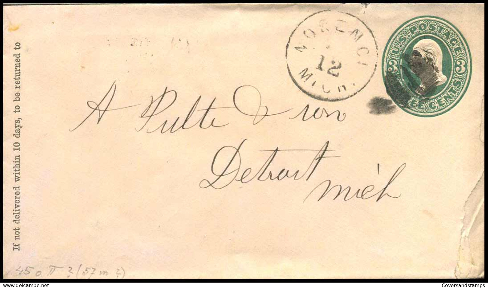 Postal Stationary To Detroit, Michigan - 1901-20