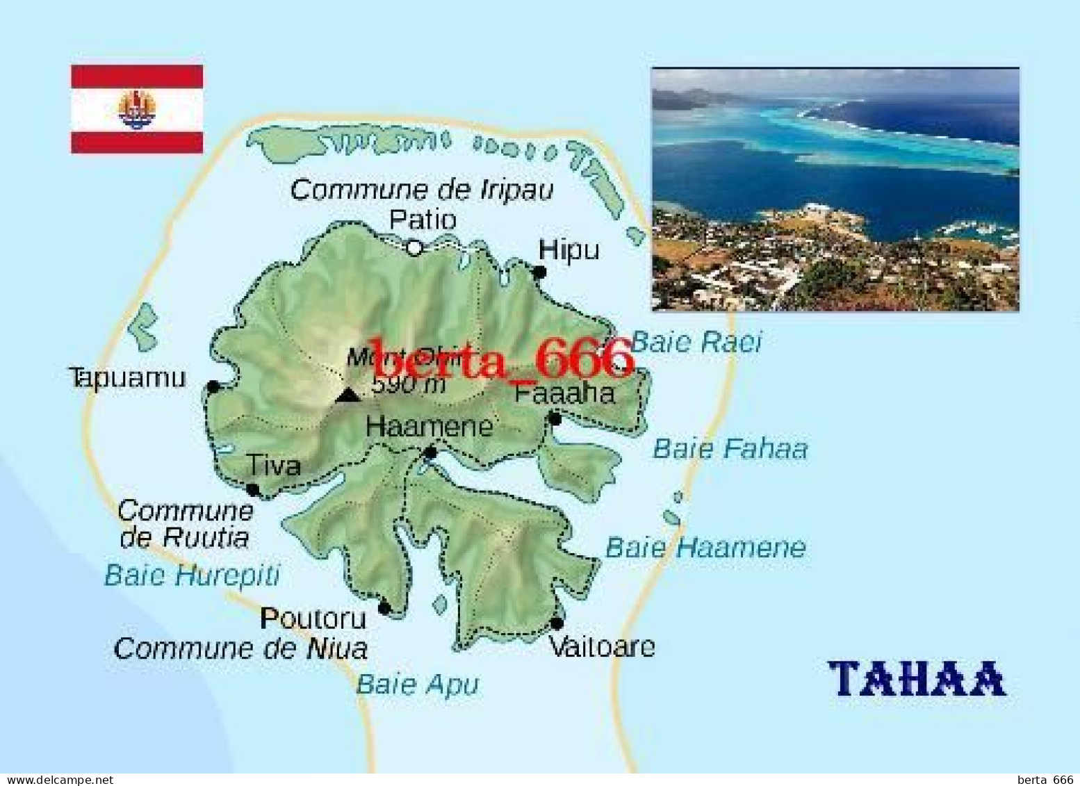 French Polynesia Taha Map New Postcard * Carte Geographique * Landkarte - Polinesia Francesa