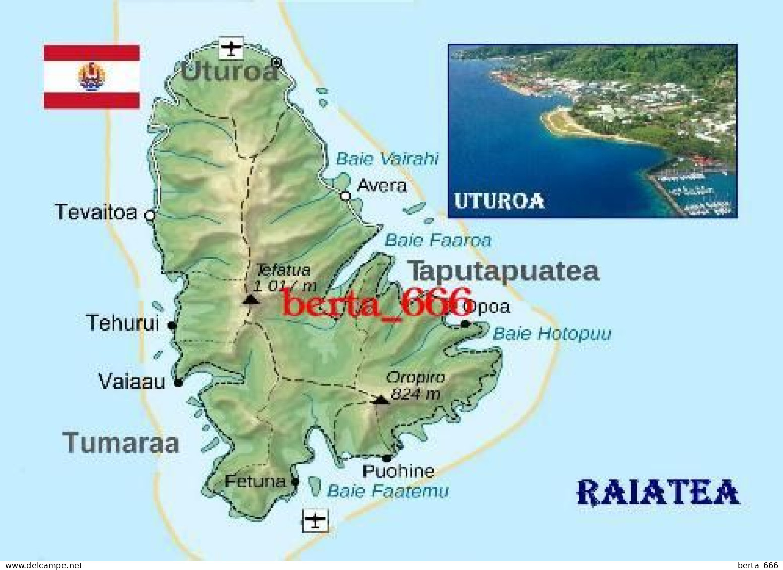 French Polynesia Raiatea Map New Postcard * Carte Geographique * Landkarte - French Polynesia