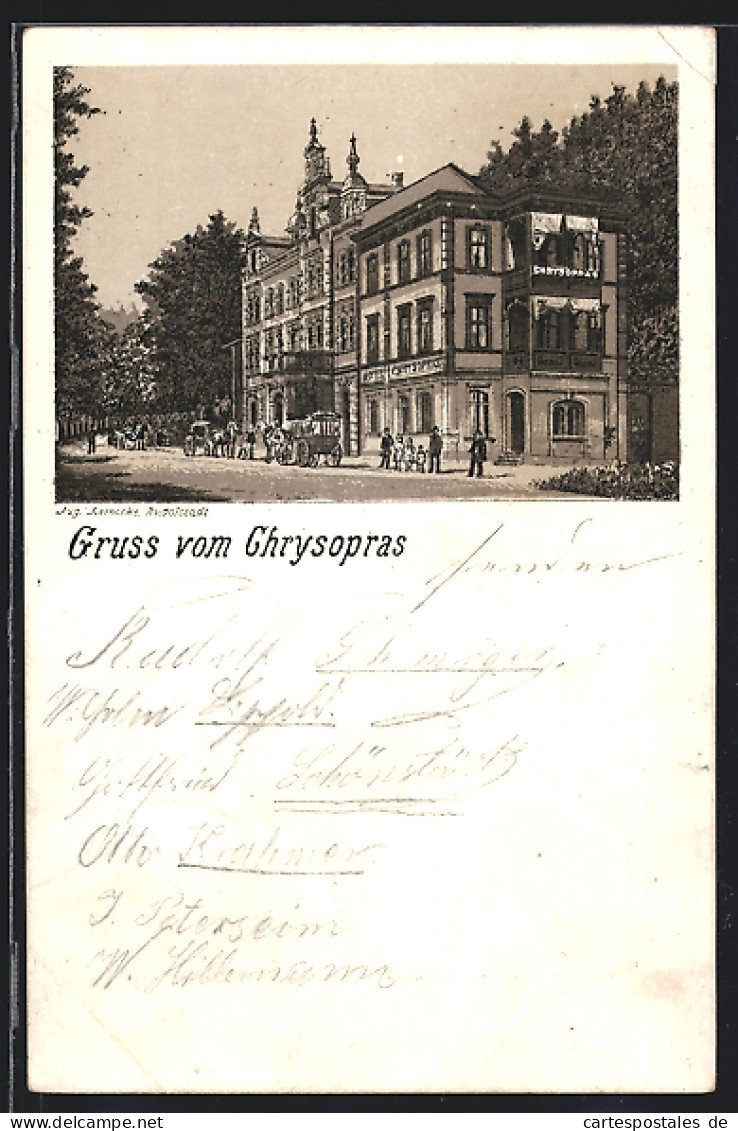 Vorläufer-Lithographie Bad Blankenburg, 1892, Das Hotel Chrysopras  - Bad Blankenburg