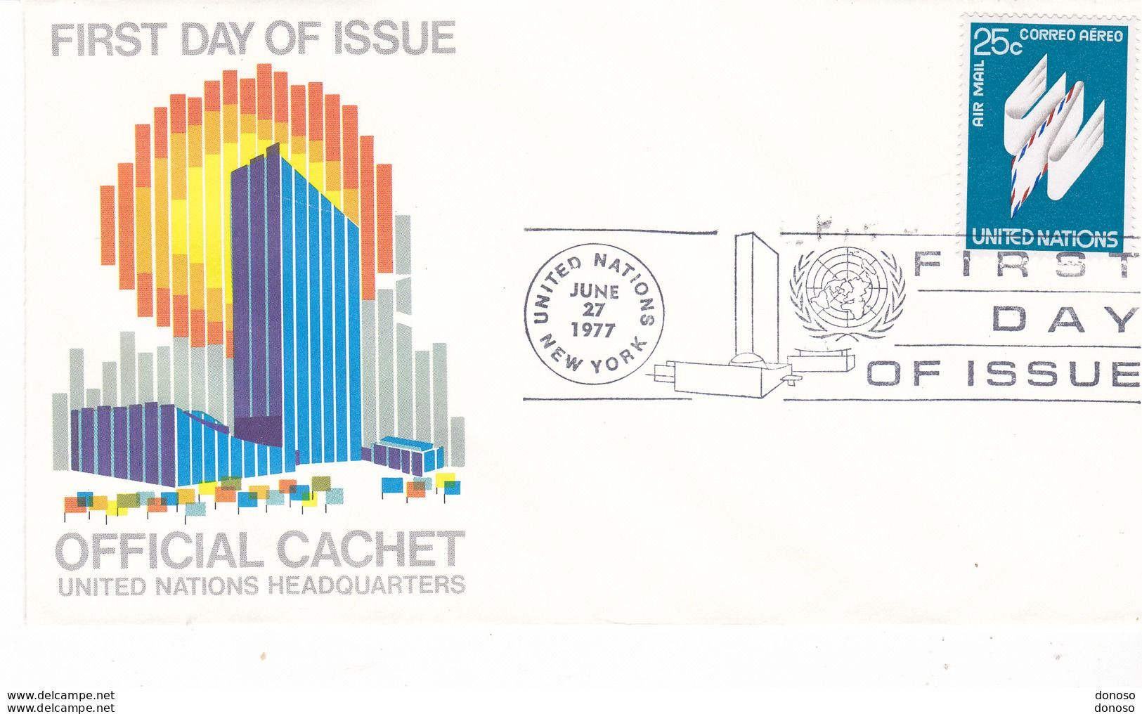 NATIONS UNIES 1977  FDC Yvert  PA 22, Michel 309 - FDC