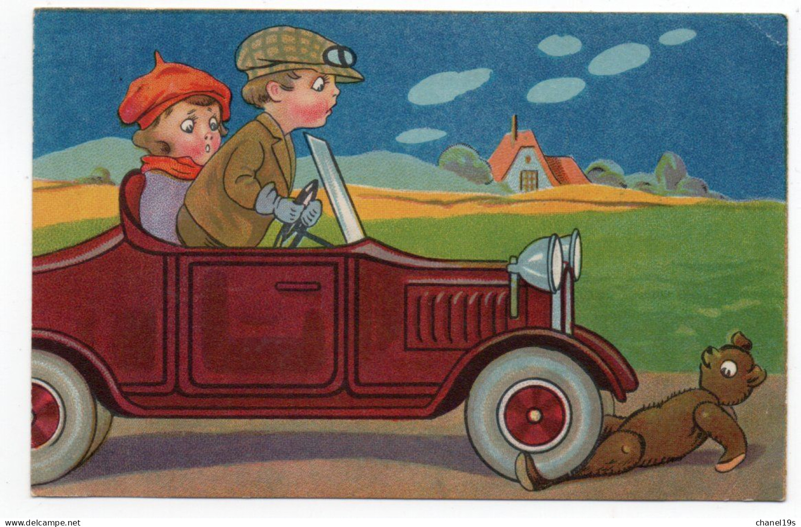 CHILDREN - CAR - TEDDY BEAR - USED With STAMP 1936 - CONDITION READ DESCRIPTION & SEE SCANS !! - Dessins D'enfants