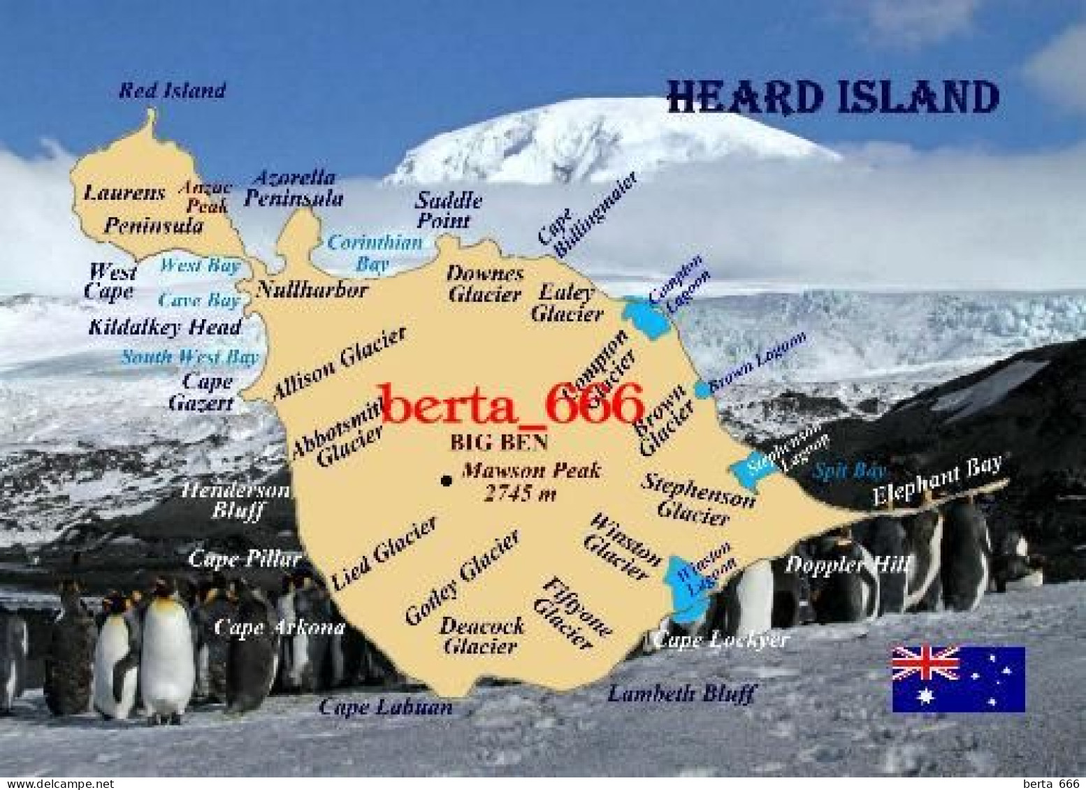 Australia Antarctica Heard Island Map UNESCO New Postcard * Carte Geographique * Landkarte - Other & Unclassified