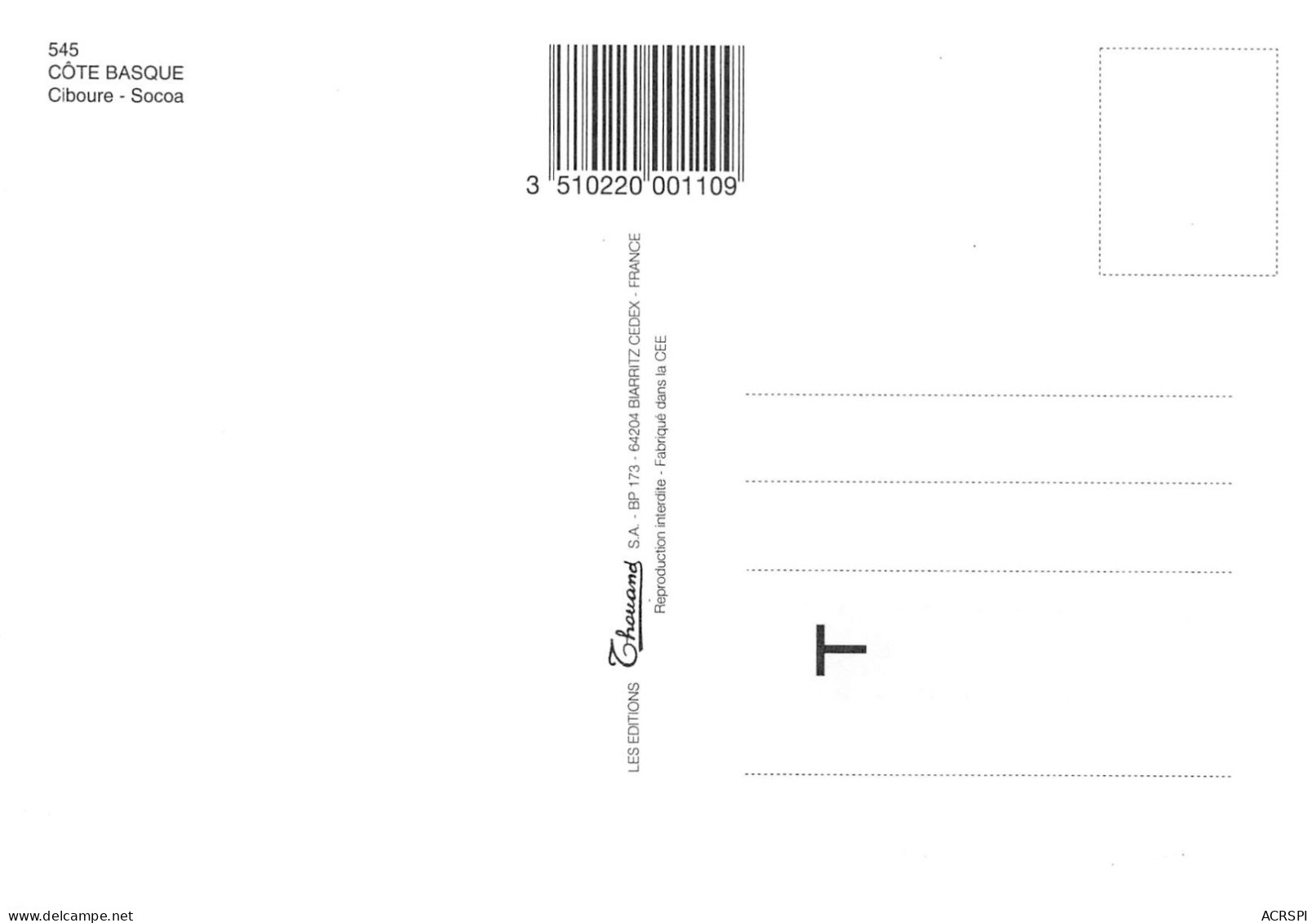 64  CIBOURE SOCOA Multivue Carte Vierge Non Circulé édition Thouand (Scans R/V) N° 34 \MO7062 - Ciboure