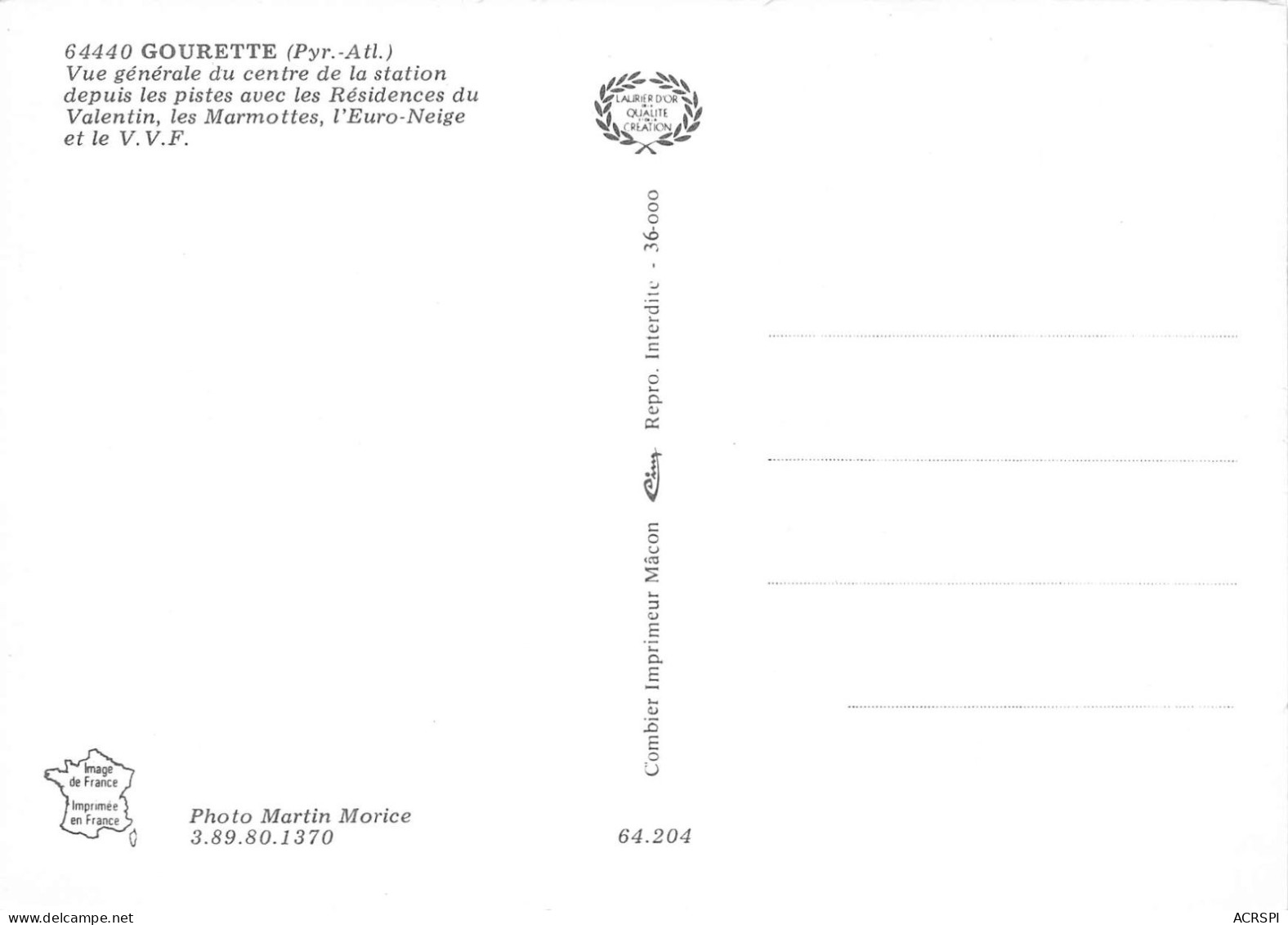 64 Eaux-Bonnes GOURETTE Vue Générale Carte Vierge Non Circulé édition Cim (Scans R/V) N° 21 \MO7062 - Eaux Bonnes