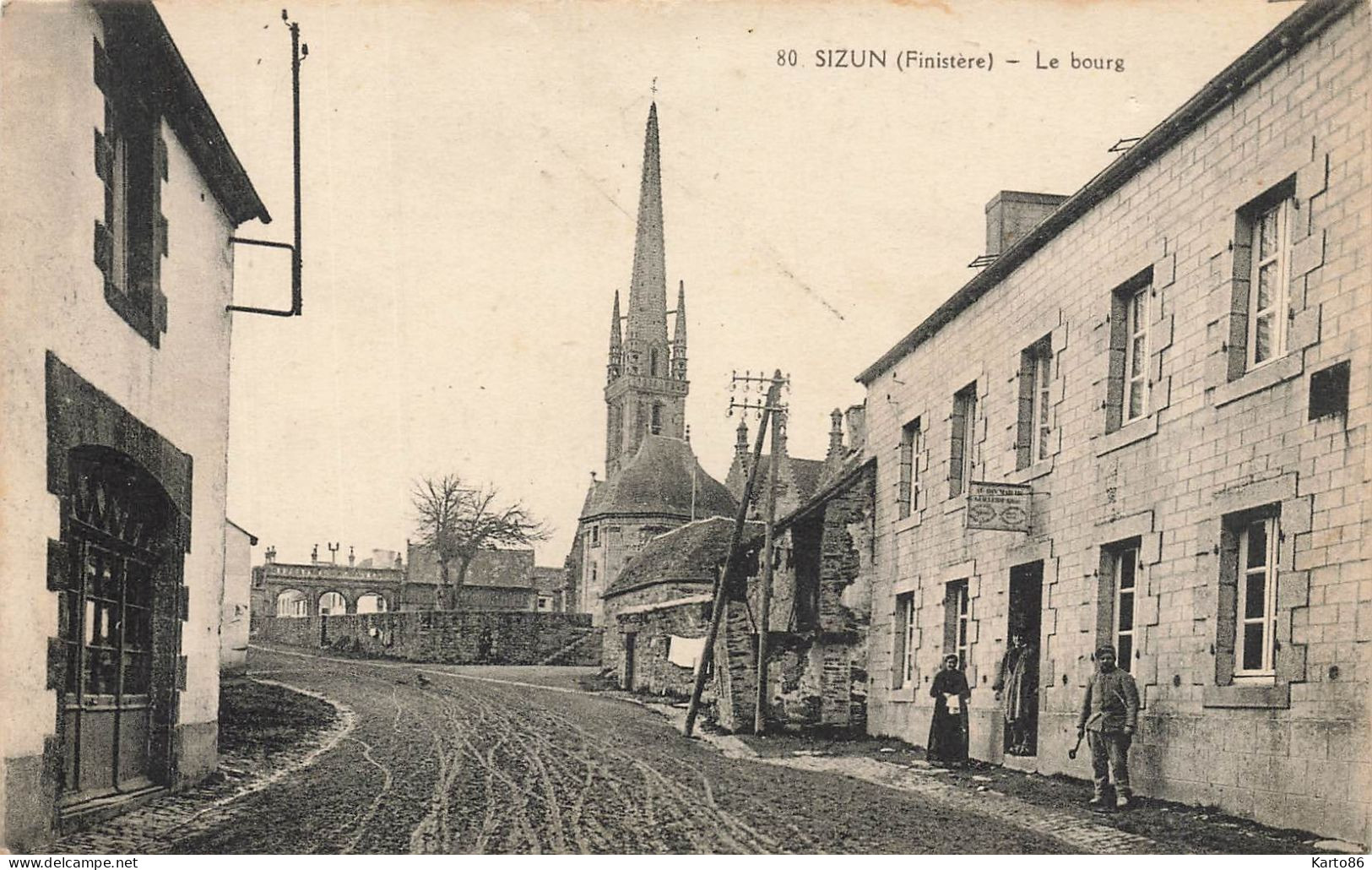 Sizun * Rue Et Le Bourg Du Village * Villageois - Sizun