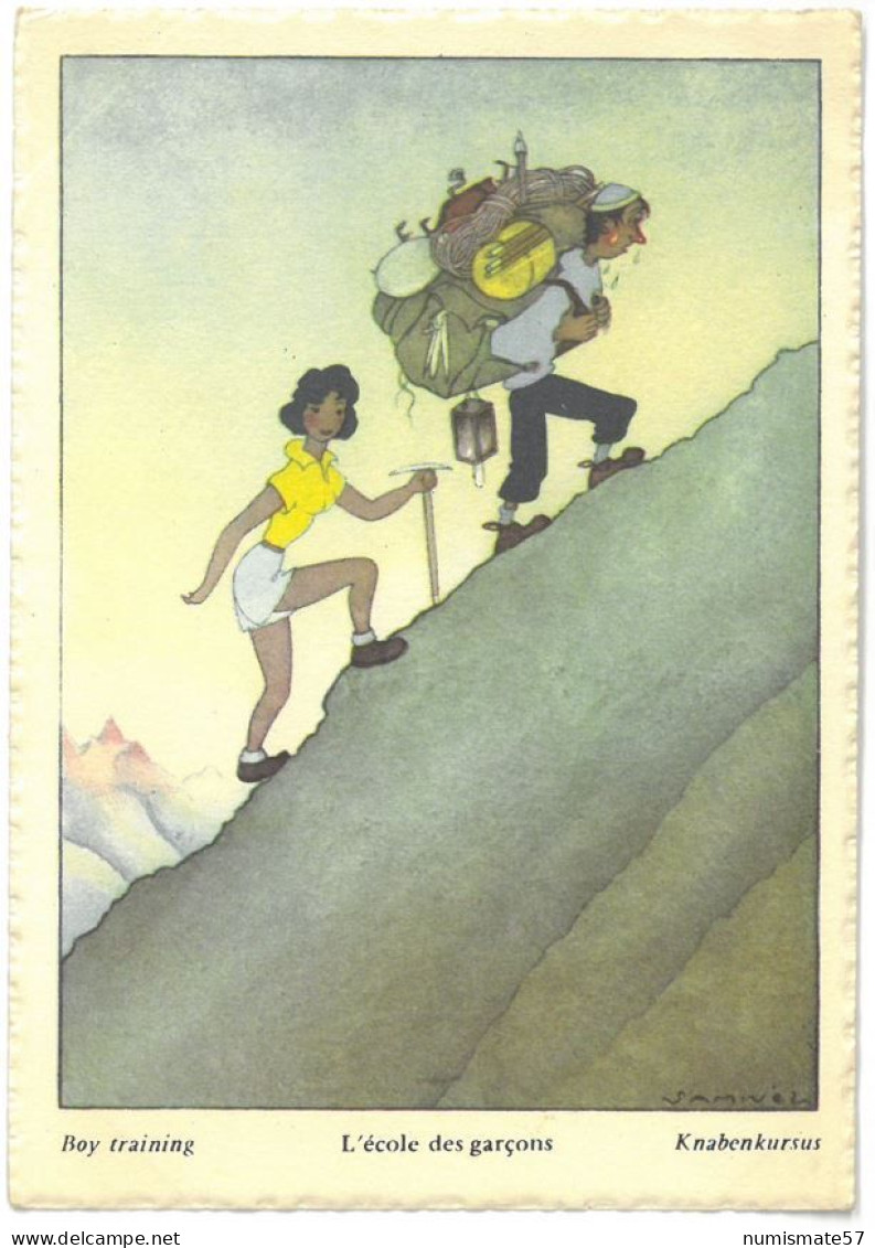 CPSM Illustrateur SAMIVEL - L'école Des Garçons - Boy Training - Knabenkursus - Ed. JANSOL - ( Escalade - Alpinisme ) - Samivel