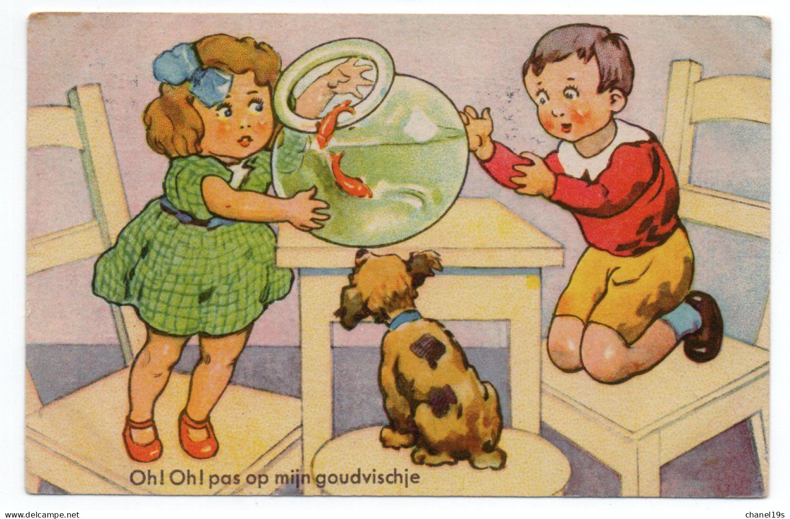 CHILDREN - DOG - GOLDFISH - USED With STAMP 1939 - CONDITION READ DESCRIPTION & SEE SCANS !! - Dessins D'enfants