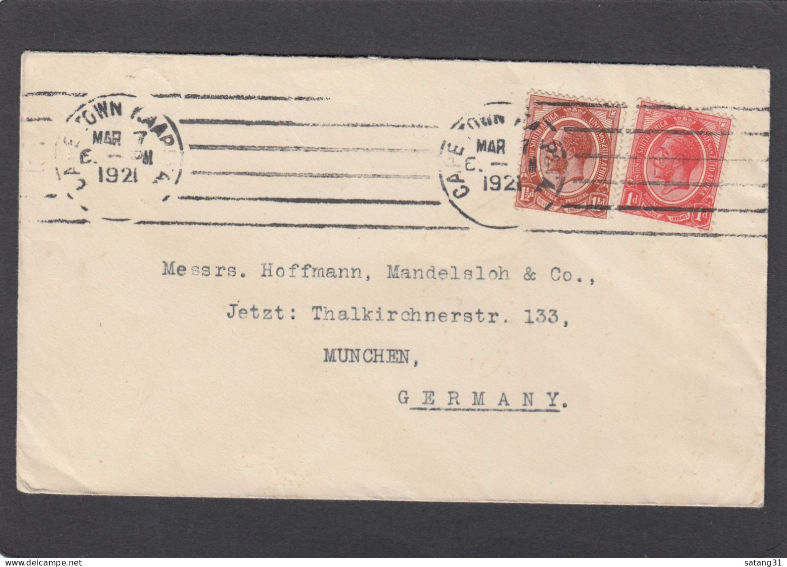 LETTRE DU CAP POUR MUNICH,1921. - Briefe U. Dokumente