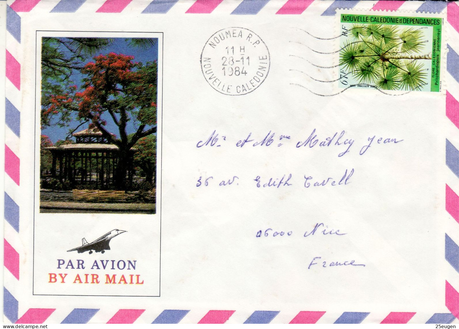 NEW CALEDONIA 1984 AIRMAIL LETTER SENT FROM NOUMEA TO NICE - Storia Postale