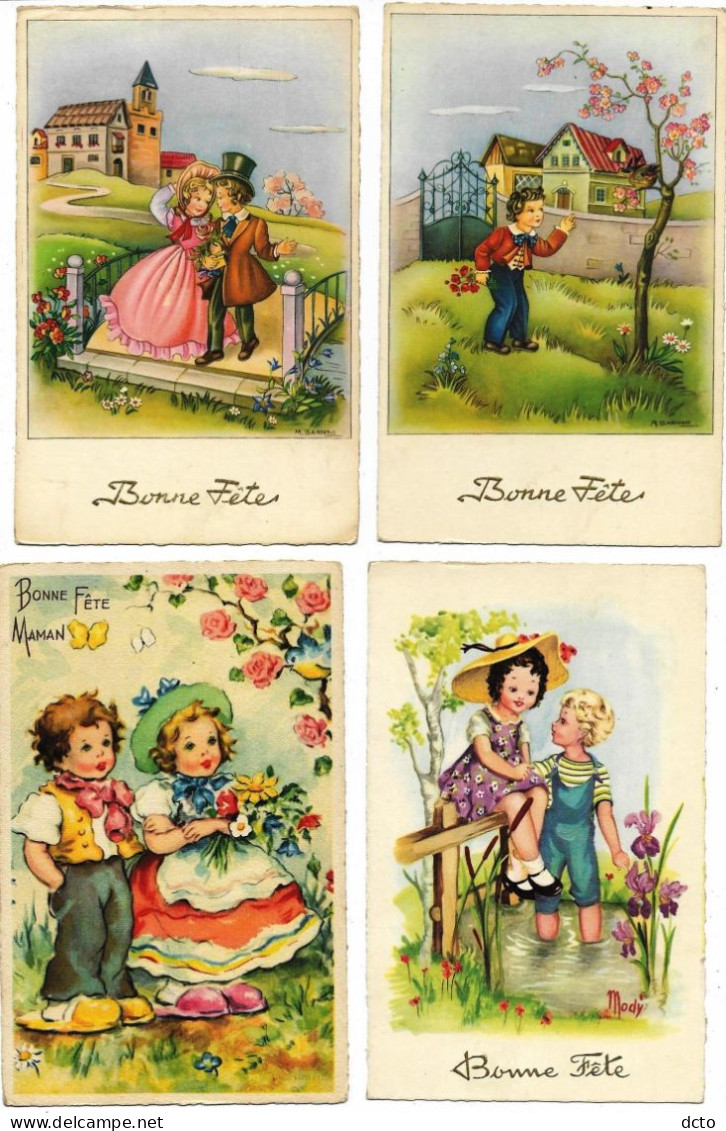 4 Cp Bonne Fête, Enfants à La Campagne Ed. MD, Série 1825 (2)-2115-3975 - Mother's Day