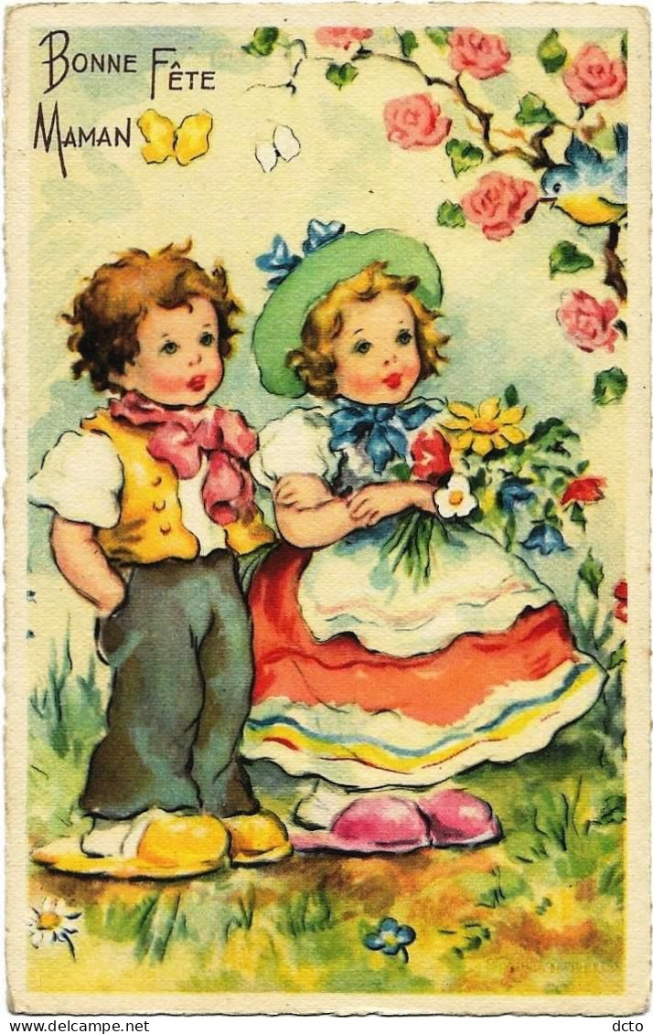 4 Cp Bonne Fête, Enfants à La Campagne Ed. MD, Série 1825 (2)-2115-3975 - Fête Des Mères