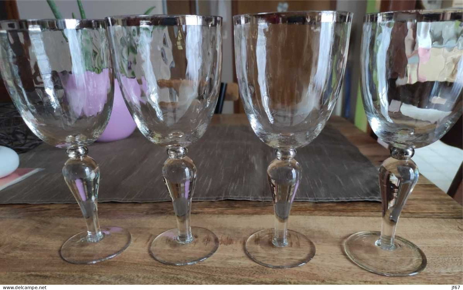 Verres à Pied Avec Liseré Argenté Lot De 4 - Bicchieri