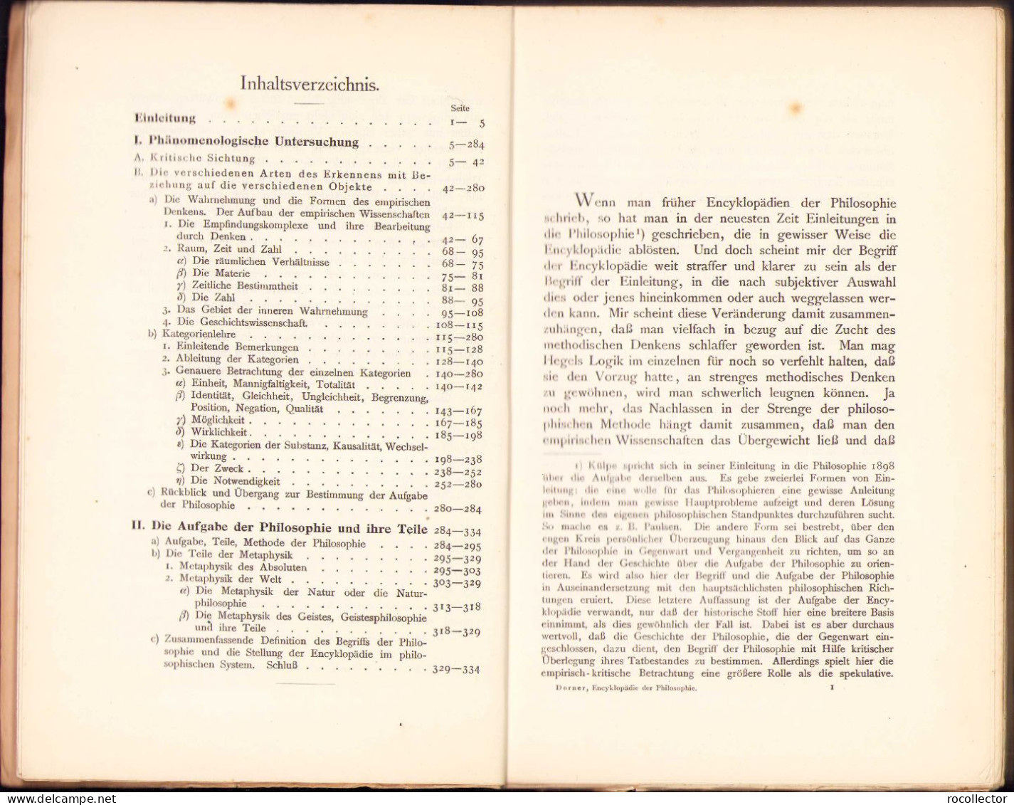 Encyklopädie Der Philosophie Mit Besonderer Berücksichtigung Der Erkenntnistheorie Und Kategorienlehre Von A Dorner 1910 - Livres Anciens