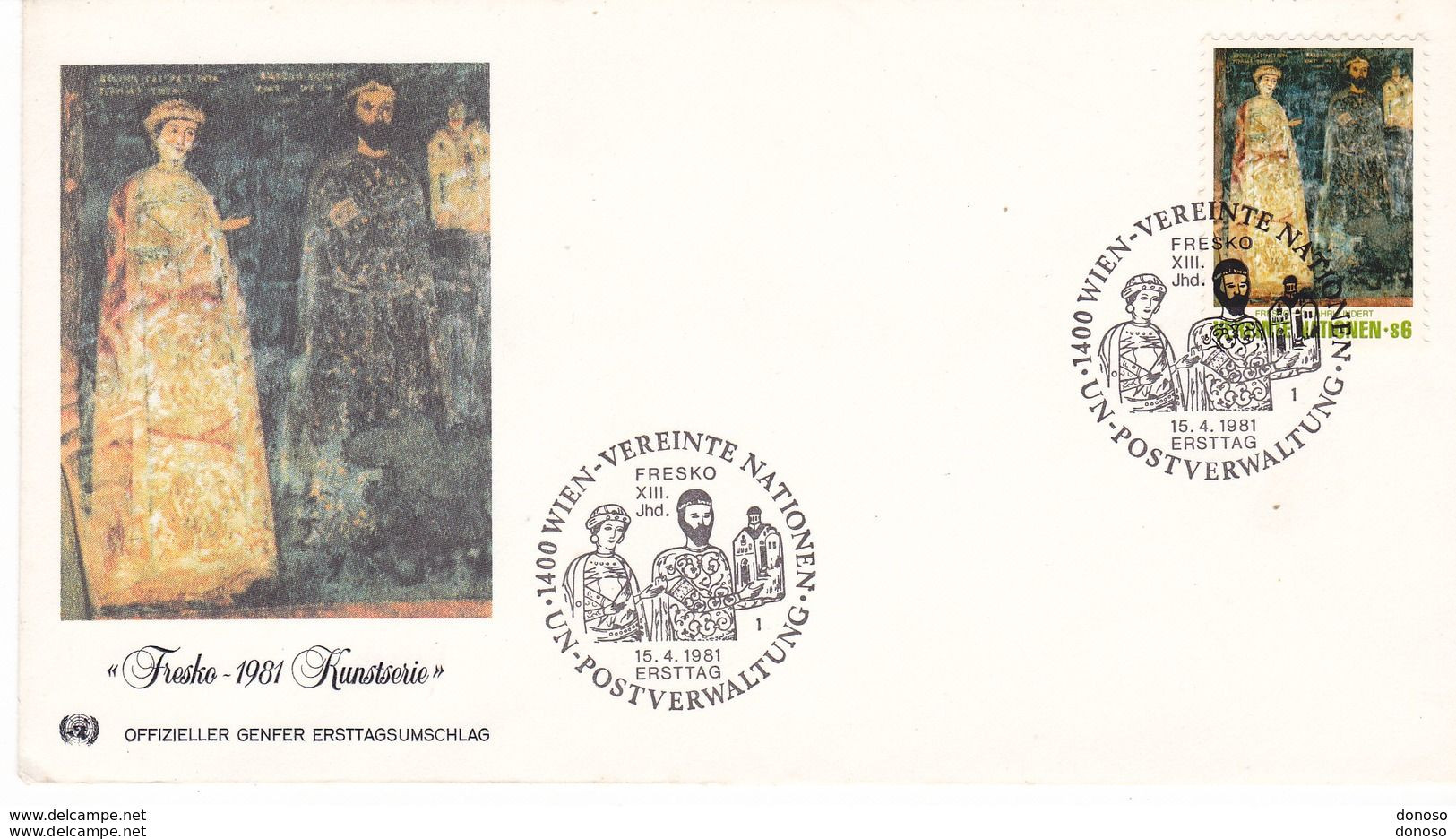 NATIONS UNIES 1981 FDC FRESQUE DE BOYANA Yvert 19, Michel 19 - FDC